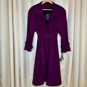 Vintage deep purple Microvelvet Trench Coat size 10 NWT